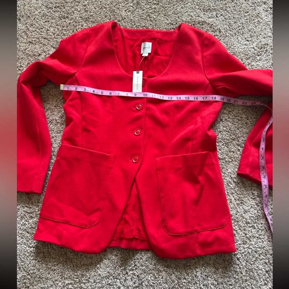 NWT Anthropologie Maeve Scoop-Neck Cutaway Blazer in Red size Medium - Picture 10 of 12